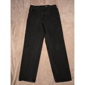 Vintage Mens Levi's Black 550 Relaxed Fit Tapered Leg Jeans 36x32‎ Orange Tab